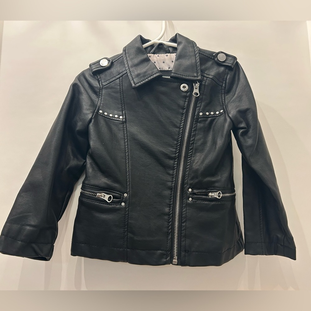 C&C CALIFORNIA Kids size 2 toddler girls faux leather biker jacket like new